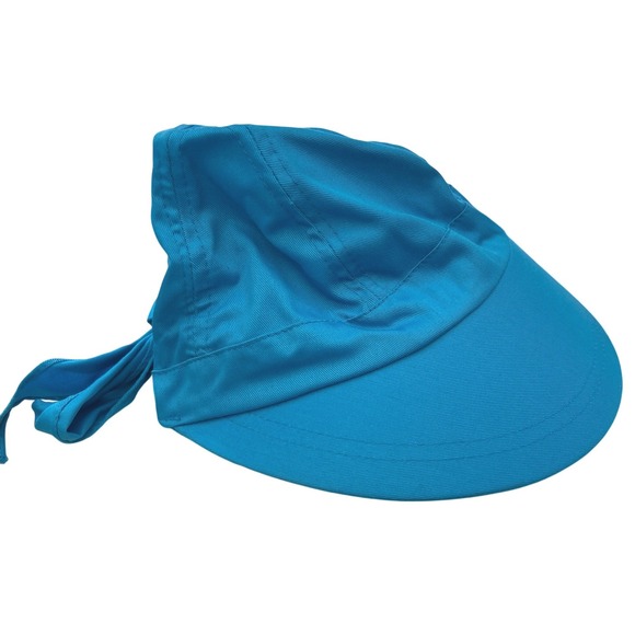 Vintage Deadstock Headliners Sun Hat Coastal Beachy Summer Blue Bow Tie Back main image 4